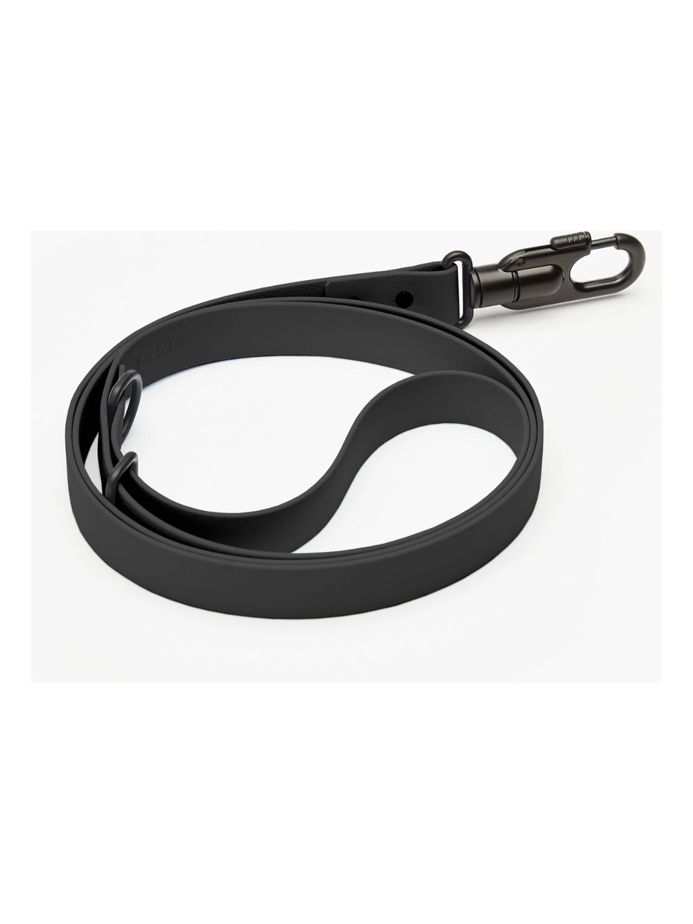 Fable Black Leather‎ Dog Leash with Gunmetal Hardware M